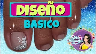 ♥Diseño de uñas para pies en blanco♥uñas paso a pasouñas principiantes [upl. by Yadrahc670]