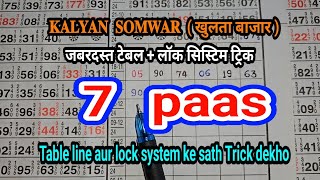 02122024 SOMWAR KALYAN  TABLE TRICK 🎲  LOCK SYSTEM TRICK ✍️ [upl. by Rosenblast]