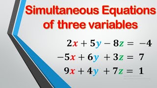 Simultaneous Equations of 3 Variables [upl. by Ycniuq]