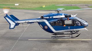 Eurocopter EC145  Gendarmerie  Startup amp Takeoff at Nancy Essey Airport helicopter aviation [upl. by Ahsieyn781]