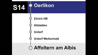 ZVV Ansagen  S14 HinwilZürich HBAffoltern am Albis [upl. by Adnilak]