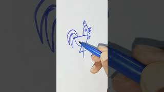 Easy and beautiful Rooster drawing for kids  Turning letters and numbers to birds art status how [upl. by Sabrina]