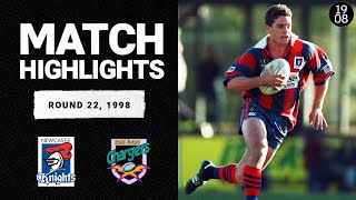 Newcastle Knights v Gold Coast Chargers  Round 22 1998  Classic Match Highlights  NRL [upl. by Ary72]