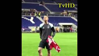 Ajax player Matthijs De Ligt  Leading the chants away at Lyon [upl. by Jany]