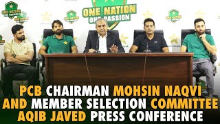 PCB Chairman Mohsin Naqvi and Member Selection Committee Aqib Javed Press Conference  PCB [upl. by Vasilek]