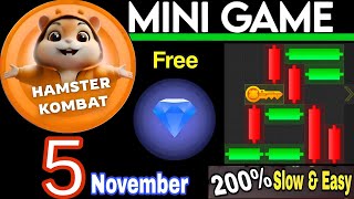 5 November 💎🔑🐹 Puzzle Trick P2E Hamster Kombat key MiniGame Solved slow step by step 🎮 [upl. by Noira]