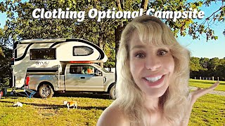 Breaking The Rules At My First Clothing Optional Campsite  Truck Camper Living [upl. by Ohl]