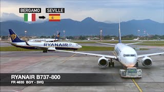 TRIP REPORT  Ryanair B737800  Milan Bergamo BGY ✈ Seville  Takeoff in the storm [upl. by Caritta]