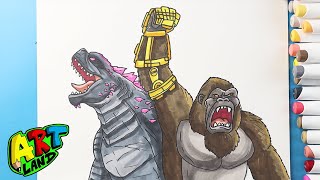 How to Draw Godzilla x Kong Team Up  Godzilla x Kong The New Empire [upl. by Lorusso105]