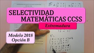 Selectividad Extremadura Modelo 2018 matemáticas CCSS opción B [upl. by Anirbak]