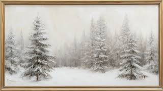 2h Snow Painting TV Background  Gold Framed TV Art 4K  Vintage Oil Painting  Winter Ambience [upl. by Drofdeb]