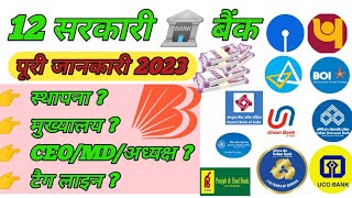 SSC CGL CPO CHSL MTS भारत में 12 सरकारी 🏦 बैंकों के नाम और उनसे जुड़ी पूरी जानकारी ‎Poloty amp History [upl. by Vincelette944]