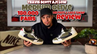 Travis Scott REVERSE OLIVE 🫒 aj1 low  Review On feet amp lace swap  Comparison [upl. by Kaila]