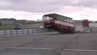 Crash Barrier Test with a Bus goes wrong [upl. by Onimixam]