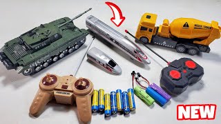 132 Scale UNBOXING RC BATTLE TANK27MHZ Radio Control vs URBAN TRUCK Mixer vs Kaiwei Train USB [upl. by Garrick]