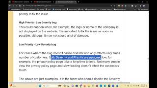 ManualTesting Bug Severity Priority Bug Life Cycle Feb 05 2024 [upl. by Nwotna]