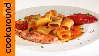 Paccheri con guazzetto di crostacei  Pasta scampi astici gamberi [upl. by Forward]