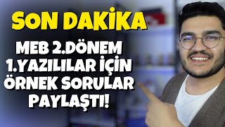 MEB 2Dönem 1Yazılı Örnek Soruları Paylaştı [upl. by Loriner]