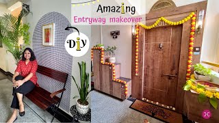 Apartment Entryway Décor  DIY Entryway Makeover  Festive décor  Diwali décor [upl. by Ahsote]