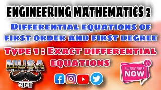 PART 2ENGINEERING MATHEMATICS 2 MODULE DIFF EQN EXACT DIFFERENTIAL EQUATION BY musababa [upl. by Adlanor]