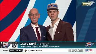 The Oklahoma City Thunder selects Nikola Topić with the 12th pick in the 2024 NBA Draft ⚡ [upl. by Ahsekim]