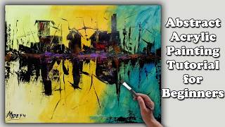 Abstract Acrylic Painting for Beginners  Step by step  Easy Painting [upl. by Skerl375]