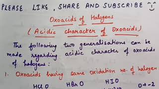 Acidic character of oxoacids of halogens By Mandeep Mam [upl. by Alleyne]