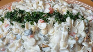 Garnitürlü Makarna Salatası Creamy Pasta Salad 💫viral pratiktarifler reels [upl. by Naginnarb23]