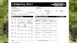 Dungeons and Dragons 35 Revised Character Sheet Runthrough [upl. by Notnek865]