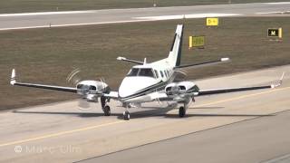 Beechcraft B60 Duke Arrival  Landing at Augsburg airport  Full HD [upl. by Akemaj285]