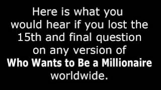 Millionaire Final Question Wrong Cue  Epic Fail [upl. by Alton]