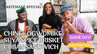 Chiney Ogwumike and Chef Eros Cook Up a Flavorful Suya Spice Brisket Cuban Sandwich [upl. by Melquist]