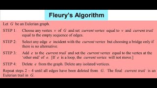 L17 Fleury Algorithm for Eulerian Graphs [upl. by Orabel552]