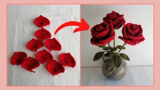 Crochet Rose Petals my new version of making Rose Petals [upl. by Harwin]