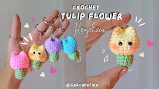 CROCHET Tulip Keychain  AMIGURUMI TULIP FLOWER 🌷 Cute Keychain Flower [upl. by Initsed349]