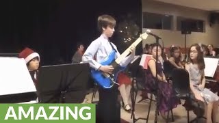 10yearold totally crushes Van Halen guitar solo [upl. by Ellatsyrc483]