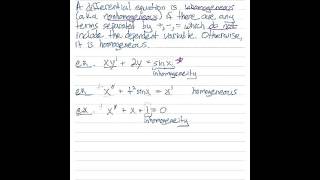 Determine whether a differential equation is homogeneous [upl. by Lovato]