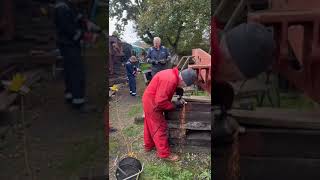 Chamfering new frame extensions for Sir Fred Pile while Allan cuts Brocklebank Line wasted extension [upl. by Peednas]