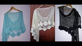 Chalina o chal a crochet paso a paso en español  Tutorial crochet Chal con flores paso a paso [upl. by Ardel944]