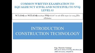 NVQ LEVEL 5 EXAMCONSTRUCTION TECHNOLOGYINTRODUCTION [upl. by Lirva775]