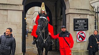 RUDE IDIOTS TOUCH THE HORSE AND THEN GET SCHOOLED BY THE OTHER GUARD at Horse Guards [upl. by Chris336]