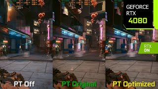 Cyberpunk 2077 Optimized Path Tracing Mod  Up To 30 FPS Boost  RTX 4080 4K DLSS 35 [upl. by Aihsikal342]