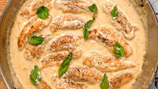 15 Minute Creamy Garlic Chicken Tenders [upl. by Girardi201]