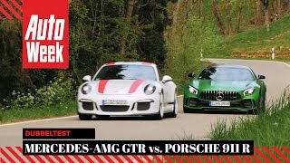 MercedesAMG GTR vs Porsche 911 R  AutoWeek Dubbeltest [upl. by Avilla]