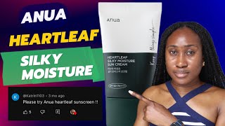 ANUA HeartLeaf Silky Moisture Suncream SPF50 Review on Dark Skin  TamunoAbbey [upl. by Kolivas]