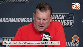 Illinois basketball postgame press conference after beating Duquesne to advance to Sweet 16 [upl. by Aivalf]