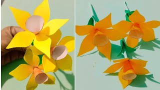 Daisy flower making with paper  Daisy flower craft  easy Daisy making [upl. by Nnywg]