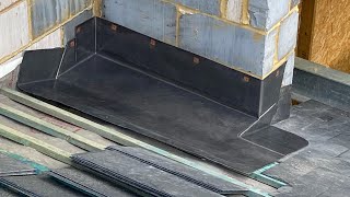 Installing Code 5 Lead Gutter Details And Apron Corners To A Slate Roof [upl. by Meuser]