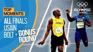 Usain Bolt  ALL Olympic finals  Bonus round  Top Moments [upl. by Malin]