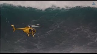 CRAZY HELICOPTER PILOT PLAYS CHICKEN WITH HUGE WAVE [upl. by Rocher503]